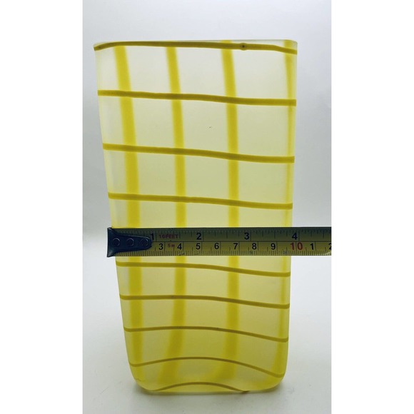 Vintage Retro Rectangular Yellow & Clear Frosted Glass by Gorgeous Design - Picture 10 of 11
